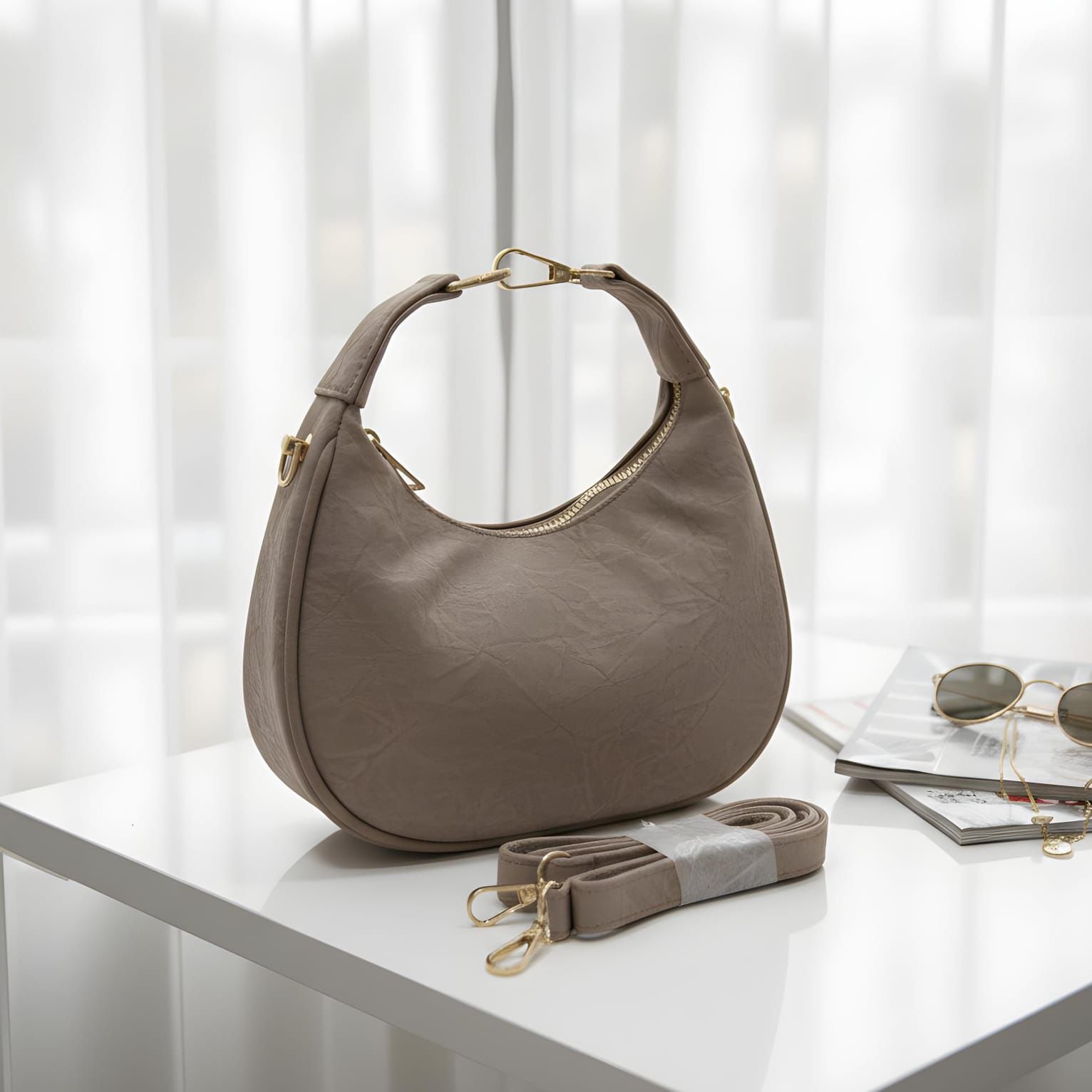 Elegant Beige Shoulder Bag