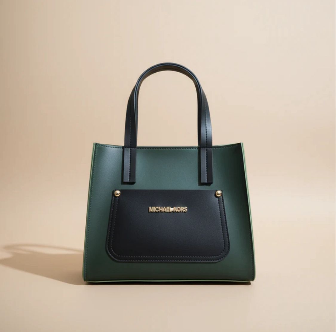 Elegant Black & Brown Leather Tote Handbag