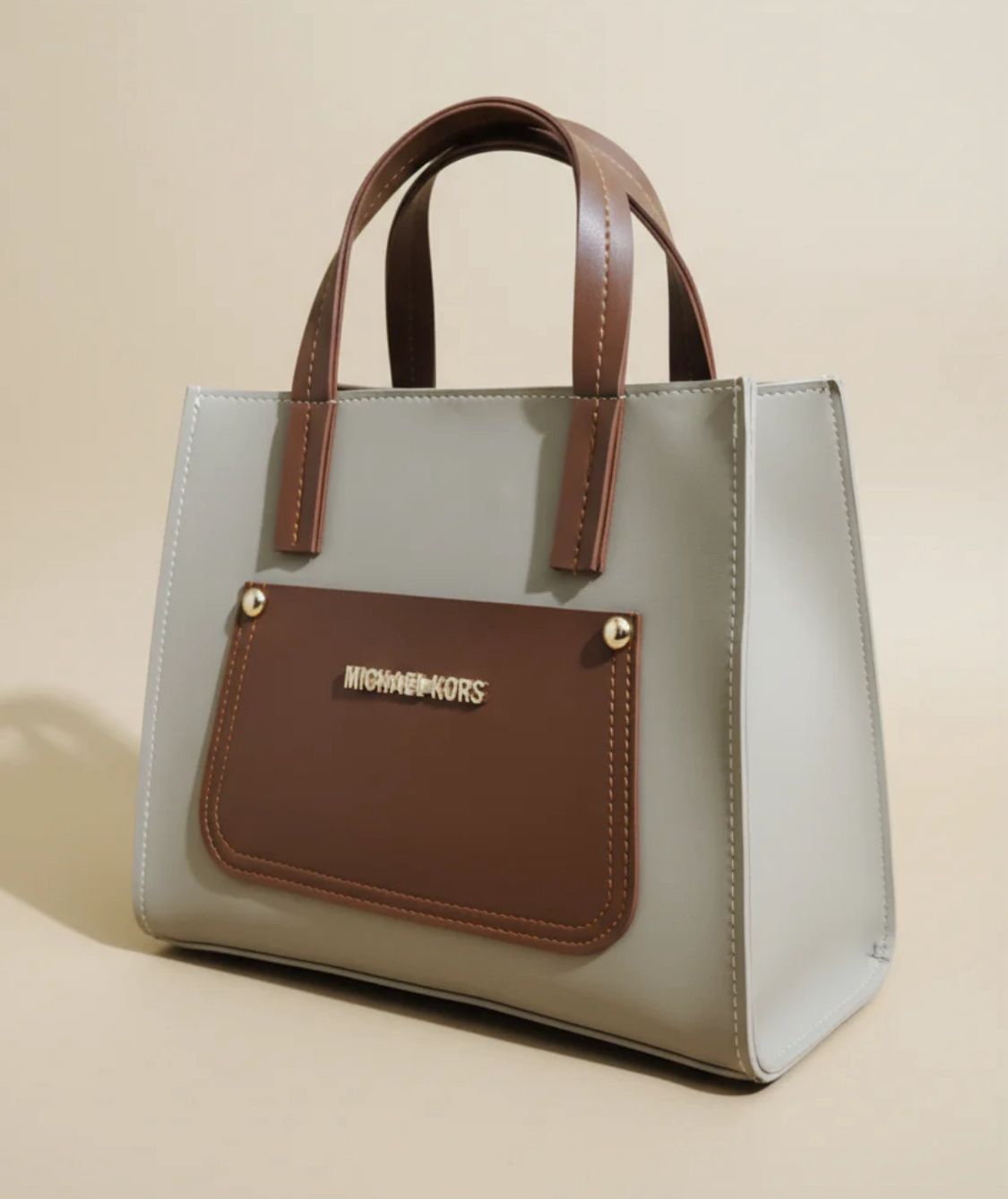 Elegant Black & Brown Leather Tote Handbag