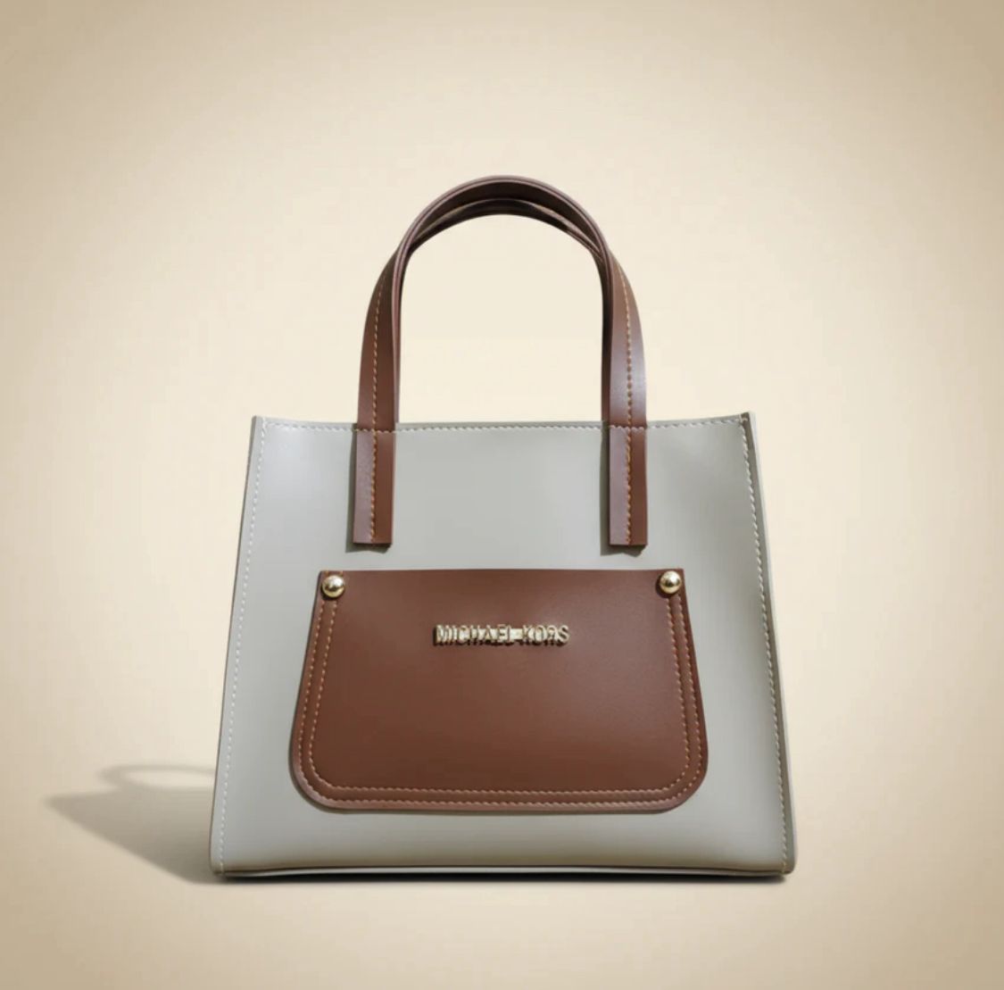 Elegant Black & Brown Leather Tote Handbag