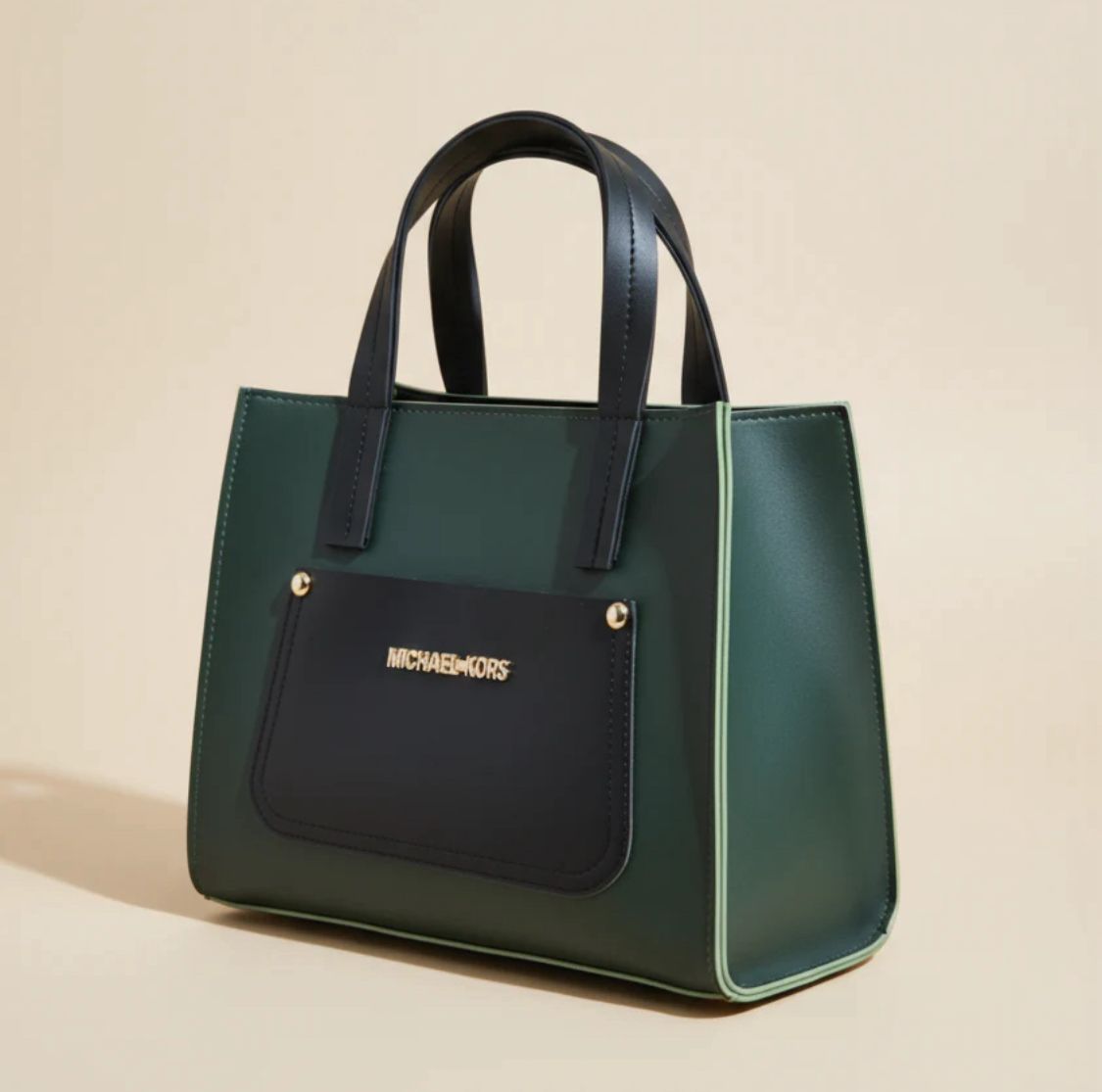 Elegant Black & Brown Leather Tote Handbag
