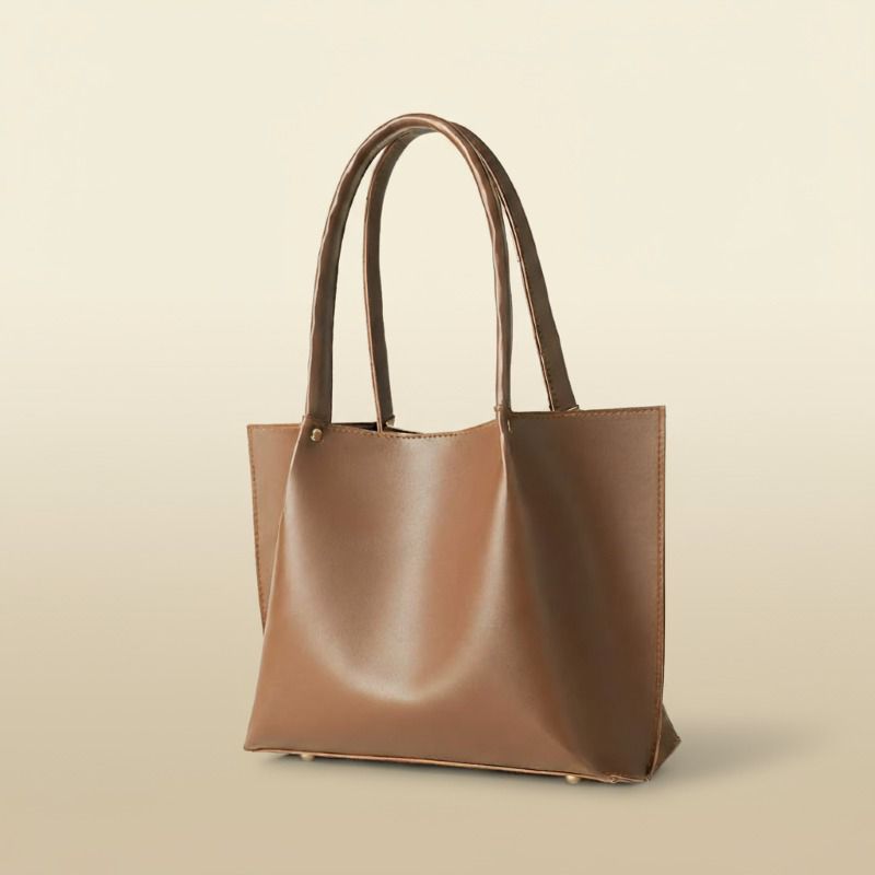 Amoura Brown Tote Bag – Elegant Vegan Leather Handbag